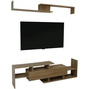 LeisureMod Surrey Mid-Century Modern TV Stand with MDF Shelves and Bookcase for Living Room tv dresser