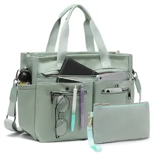 2pcs/set Large Canvas Tote Bag for Women, Laptop Work Bags Crossbody Shoulder Hobo Messenger Handbag Purse Travel Gym Totes