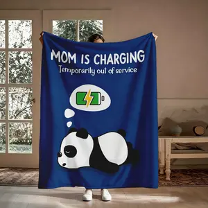 Funny Gifts for Mom Mothers Day, Birthday- Mom's Charging Flannel Blanket- New Mom Gifts for Women, Super Soft Blanket Throw for Napping Travel