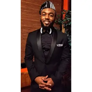 Black, Gold and White Handwoven Kente Bow tie-DPT249