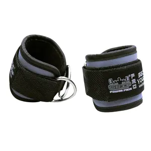 Gray  Ankle Straps for Cable Machines Double D-Ring Adjustable Neoprene Premium Cuffs to Enhance Legs, Abs & Glutes For Men & Women