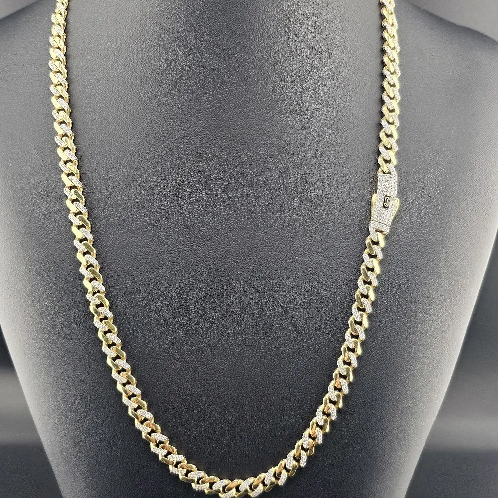 14k Gold Monaco Design Necklace, 22-in, 6.5mm, for Everyday Wear
