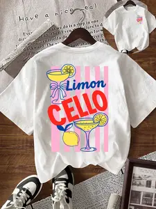 Women's Lemon Print Round Neck T-Shirt, Casual Half Sleeve Top, Loose-Fitting Daily Wear, Four-Season Clothing, Ladies' Upper Garment, Womenswear