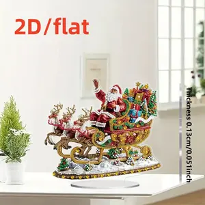 2D Flat DIY Diamond Painting Kit, Acrylic Santa Claus Ornament Decor, Artistic Irregular Diamonds, Office Desk Decoration, Surprise Gift, Diamond Art Mosaic