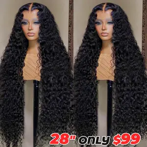 Deep Wave 13x6 HD Transparent Lace Front Wigs Human Hair Pre Plucked 180% Density Brazilian 13x4 Lace Front Wig Human Hair Natural Hairline