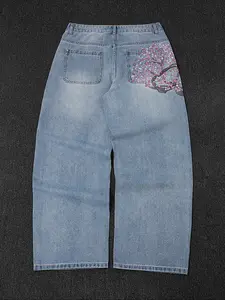 Men's Embroidered Loose-Fit Jeans Pants, Stylish Casual Denim Bottoms for Men, Perfect Holiday Gift for Him, Fashionable & Comfortable Wear