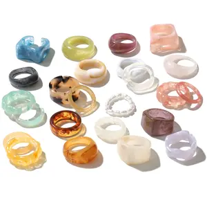 Ship from US Viva Joya Resin Rings, Plastic Rings Acrylic Rings for Women, Chunky Colorful Cute Stackable jewelry, Bulk Rings, Giftable Set