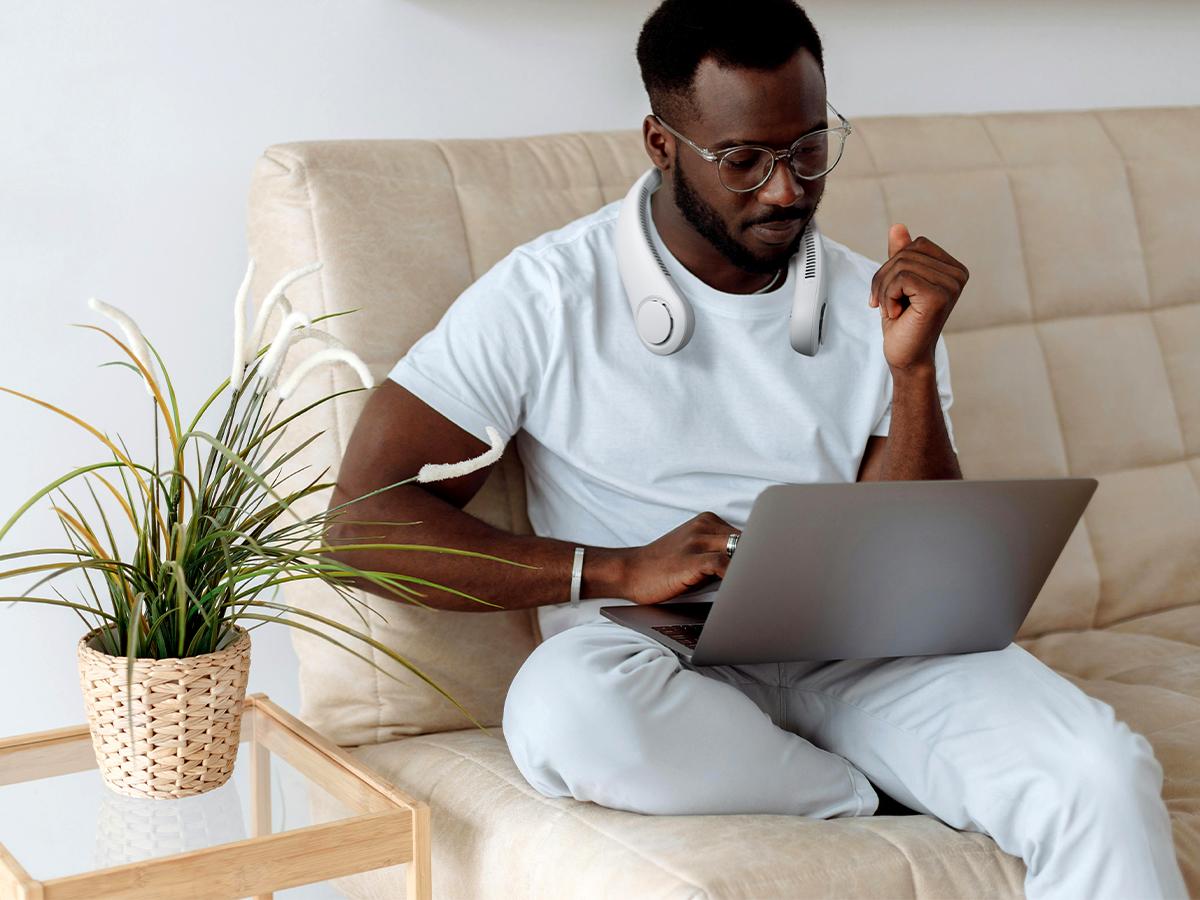 Jisulife Portable Neckfan Hands Free Bladeless Fan 4000mAh Battery Operated Wearable Personal Wireless Fan Rechargeable 3 Speeds Gifts for Women Men Wireless