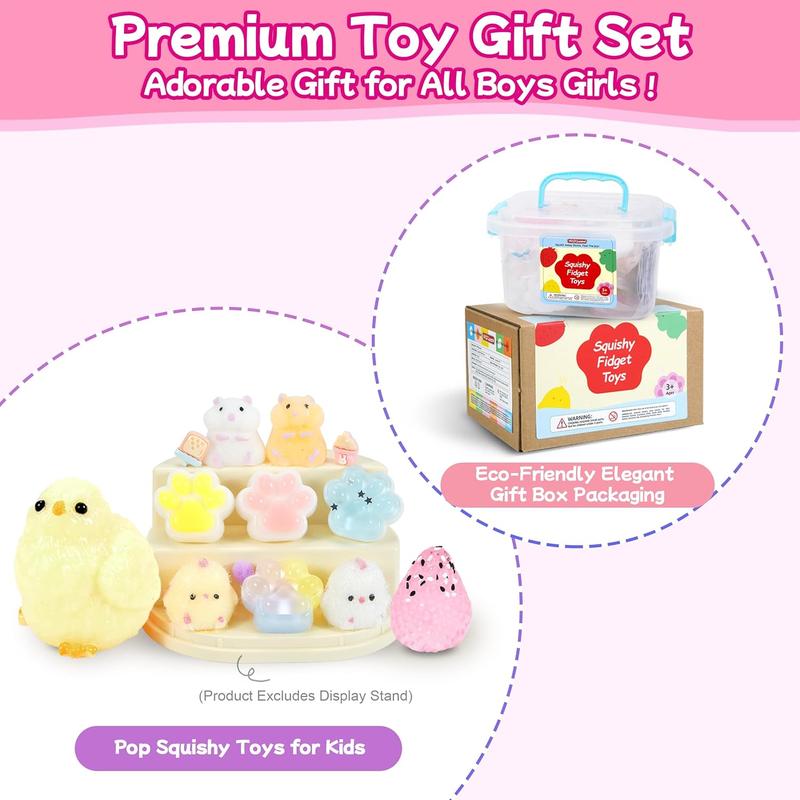 10 Pack Taba Squishies with Toy Box & Cute Stickers, Kawaii Squishy Stress Relief Toys Party Favors for Kids 4-8 8-12, Squishy Sensory Fidget Toys for Kids Birthday Xmas Gifts for Girls&Boys