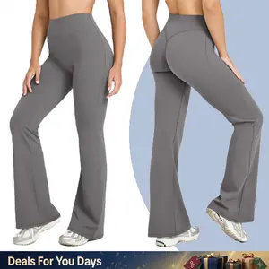 [REGULAR LENGTH] GYMER SoftMotion Flared Bottoms for Women High Waisted Tummy Control Butt Lift Bootcut Yoga Pants Workout