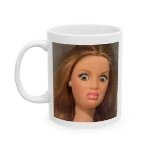 Disgusted Barbie Face Funny Coffee Mug, 11oz Ceramic Mug, Coffee Cup Gift Idea For Mom, Best Friend, Sister, Coworker, or Friend