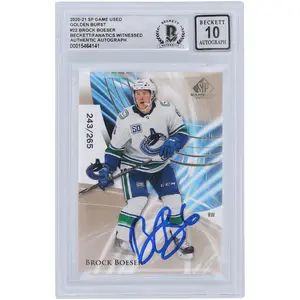 Brock Boeser Vancouver Canucks Autographed 2020-21 Upper Deck SP Game Used Golden Burst #22 #/265 Beckett Fanatics Witnessed Authenticated 10 Card - Fanatics Authentic Certified