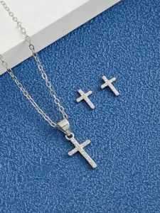 925 Sterling Silver Unisex Mini Cross Necklace – Classic Cubic Zirconia Pendant, Elegant Christian Jewelry for Daily Wear & Gift