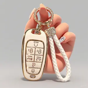 For Hyundai Key fob Cover Fit for 7 Buttons 2023 2022 2021 2020 Hyundai Sonata Santa fe Tucson TPU Key Fob Case Protector