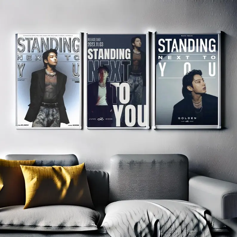 BTS Jungkook Wall Art, BTS Digital Poster, BTS Jeon Jungkook Poster Standing Next to you - Set Of 3, bts Wall Art Print, bts Art