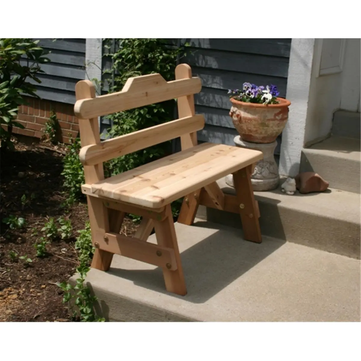 Creekvine Designs  3 ft. Cedar Tab Back Bench, Cedar Material, Home Outdoor Furniture, Patio Outdoor Furniture