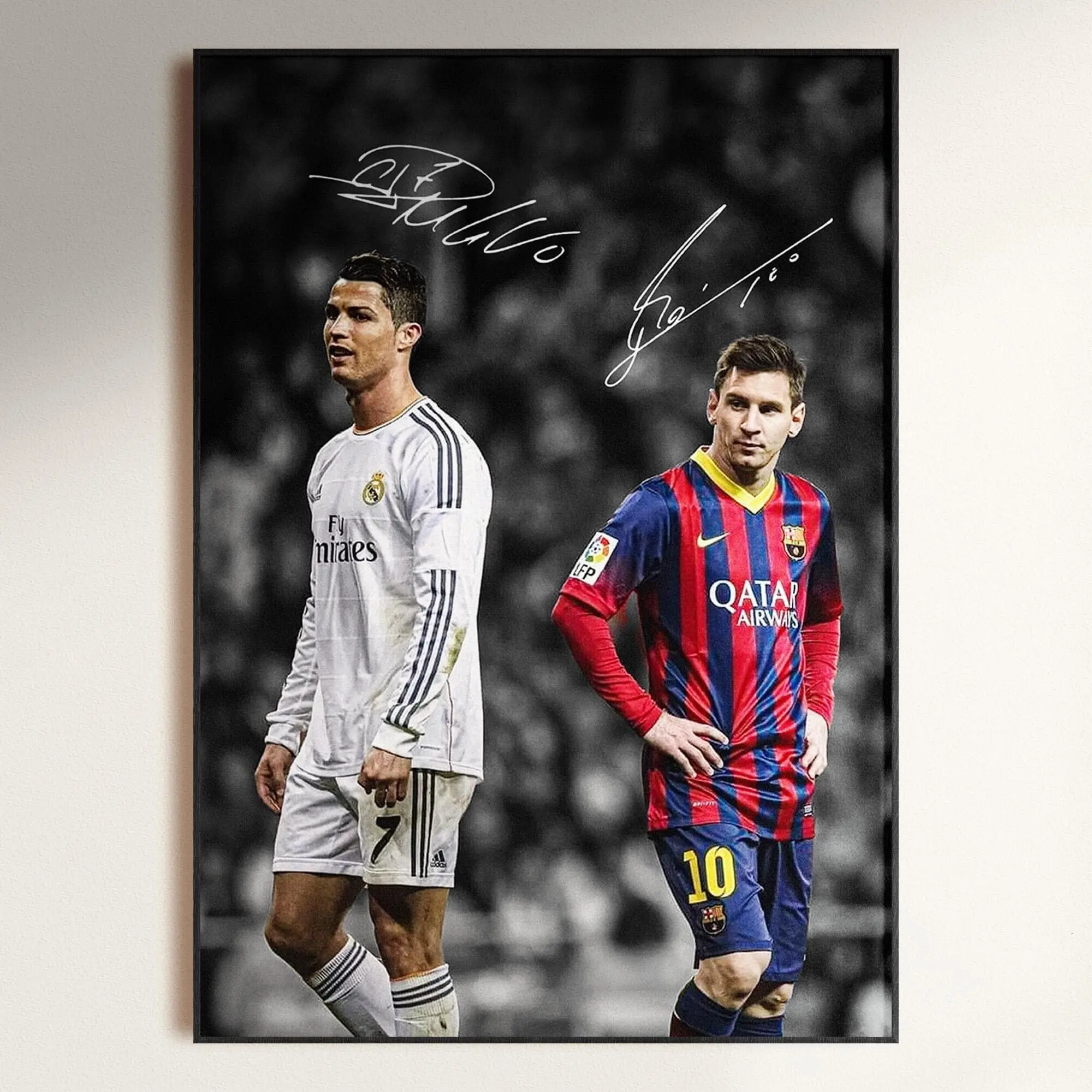 Cristiano Ronaldo & Lionel Messi Poster, Football Legends Poster, Signed Football Poster Download( Unframed - Print Only )