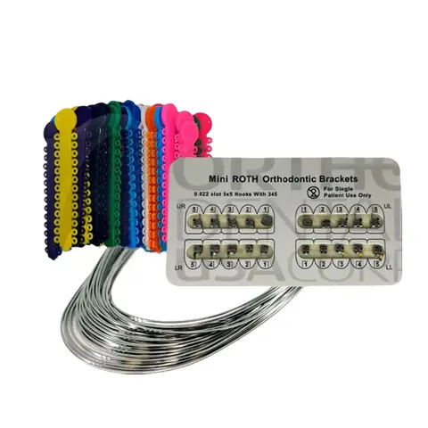 Braces elastics OrthodentalUSA Mini ROTH Orthodontic Brackets Kit x 1 - 1008 pcs Ligature Ties & 10 pcs NiTi Superelastic Arch Wire - United States Made - Oral Care