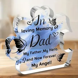 Acrylic Puzzle Shaped Plaque, in Loving Memory Of Dad Letter Pattern Acrylic Ornament, Table Decor for Anniversary, Birthday, Wedding, Signs