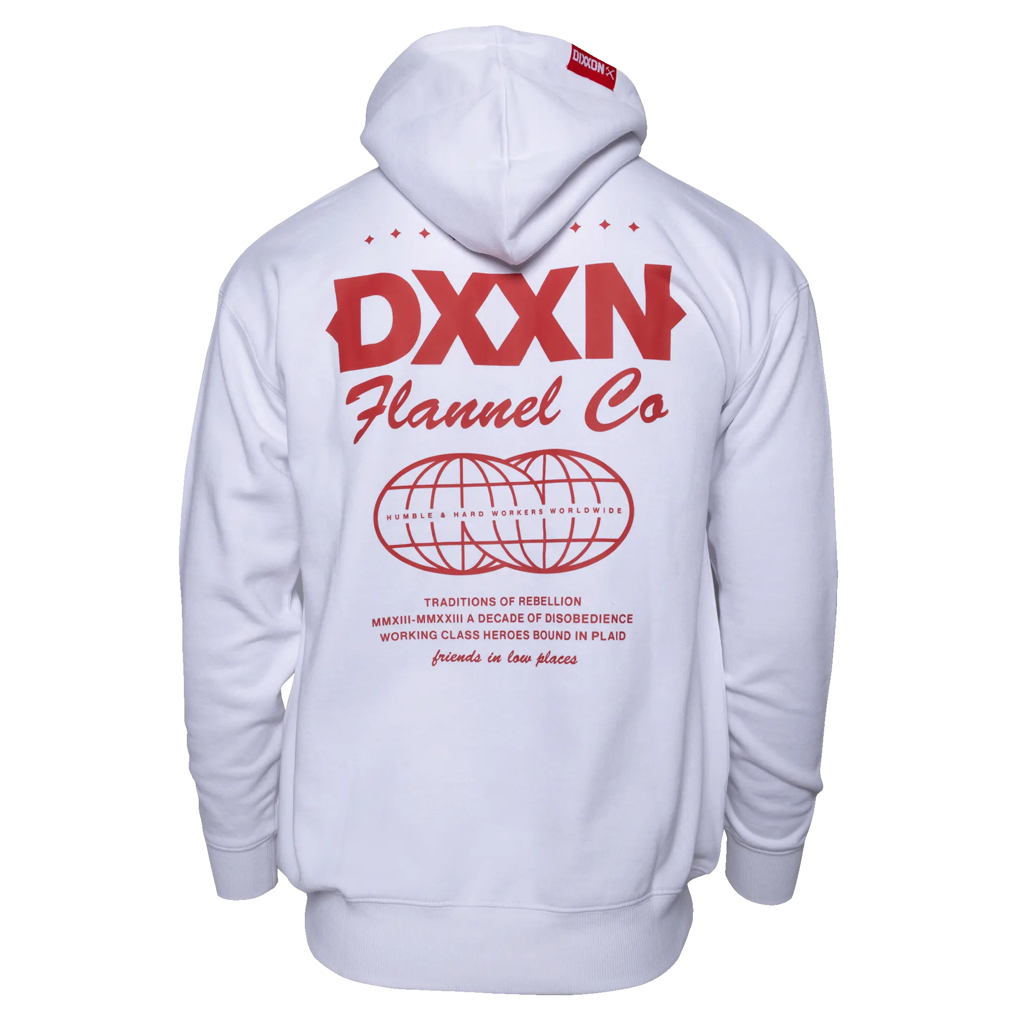 Red Tech Zip Up Hoodie - White