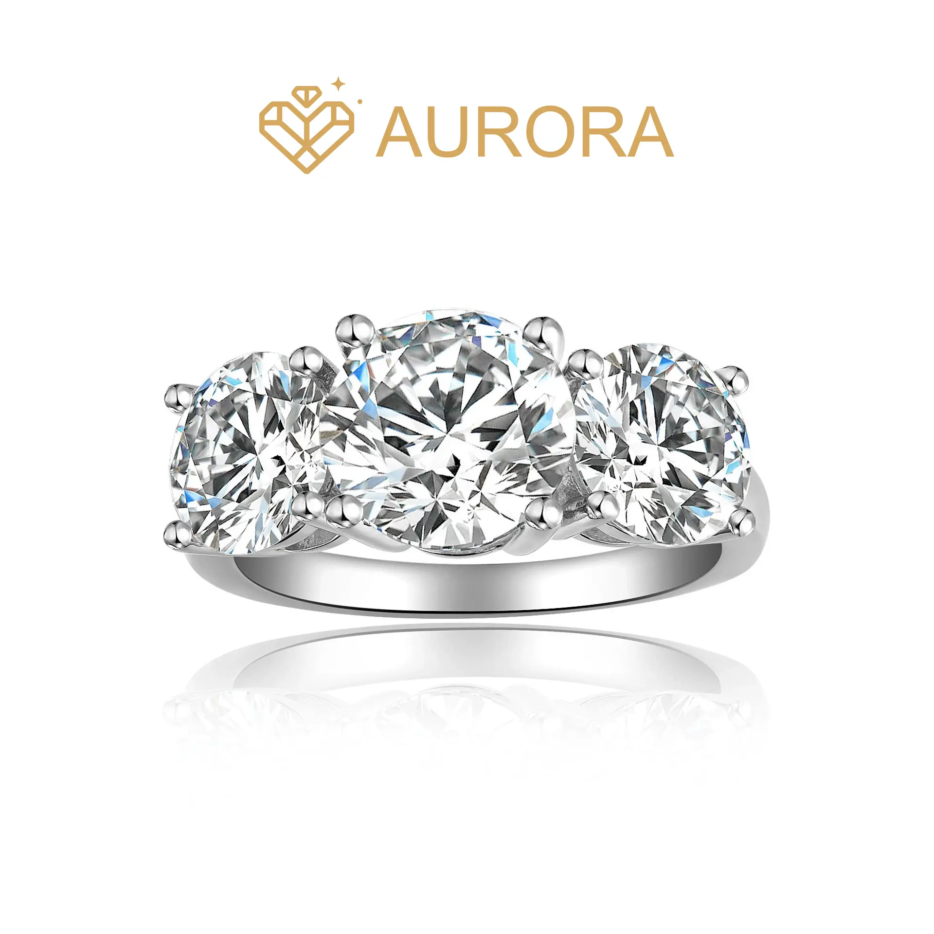 【#270 Trilogy Ring】 6CT total Luxury Wedding Engagement Rings Synthetic Moissanite Rings in 925Sterling Silver Jewelry