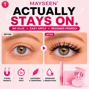 MAYSEEN Magnetic Eyelashes Kit - No Glue, 3s Application, Waterproof, Reusable, Beginner-Friendly, Lightweight, Natural Glam for Makeup Routine