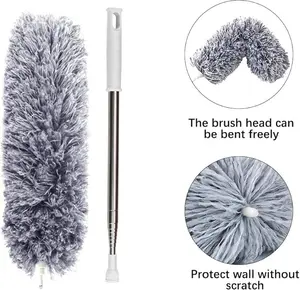 Microfiber Feather Duster Extendable Duster with 100 inches Extra Long Pole, Bendable Head & Long Handle Dusters for Cleaning Ceiling Fan, High Ceiling, Blinds