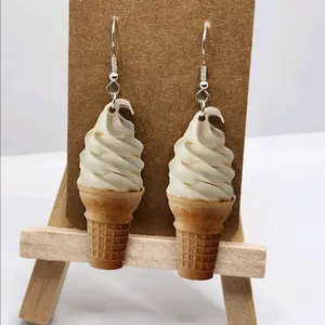 Lightweight Plastic Ice Cream Cone Earrings Realistic Looking Cute Hook Earrings with  Vanilla Cream Swirl for Ice Cream Lovers