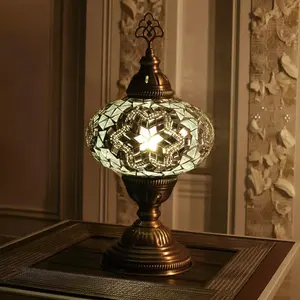MOZAIST Turkish Mosaic Table Lamp with Bulb Included White Elegant Design for Home Decor Unique Turkish Mosaic Design Clean Modern Look Ideal for Living Room Bedroom or Office