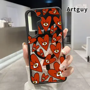 Magnetic Phone Case Compatible with Samsung Galaxy S24 Plus S25 S23 FE S22 Ultra S22+ Heart Eyed Pattern Acrylic Back TPU Edges Clear Full Protection Ultra Thin Protective Cover for Girl