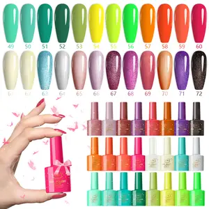 VOKY 24-Pack Gel Nail Polish Set #49-72 - Summer Brights, Metallic Glitter, Shimmer Shades (Neon Green,Yellow,Orange,Pink), 5-Free Long-Lasting Low Odor Glossy UV LED Soak Off, French Manicure Nail Art Kit for All Lengths, Ideal Spring Glow Up Gift