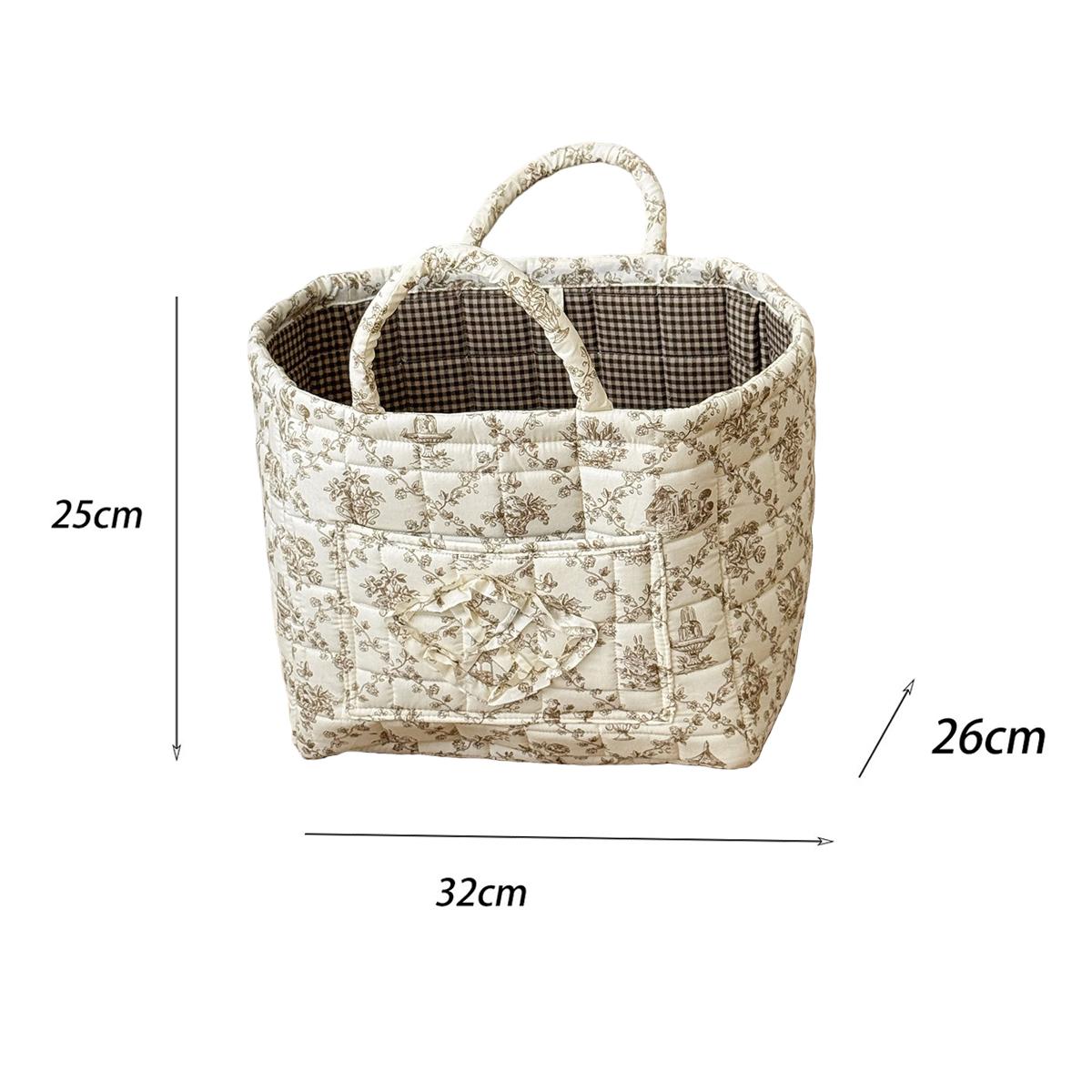 Floral Foldable car Storage Basket Cotton Fabric Collapsible Laundry Hamper for Clothes Toys & Blankets Car Trunk Organizer Backseat Storage Machine Washable Decorative Bin for Bedroom Bathroom & Living Room  ﻿ ﻿ ﻿