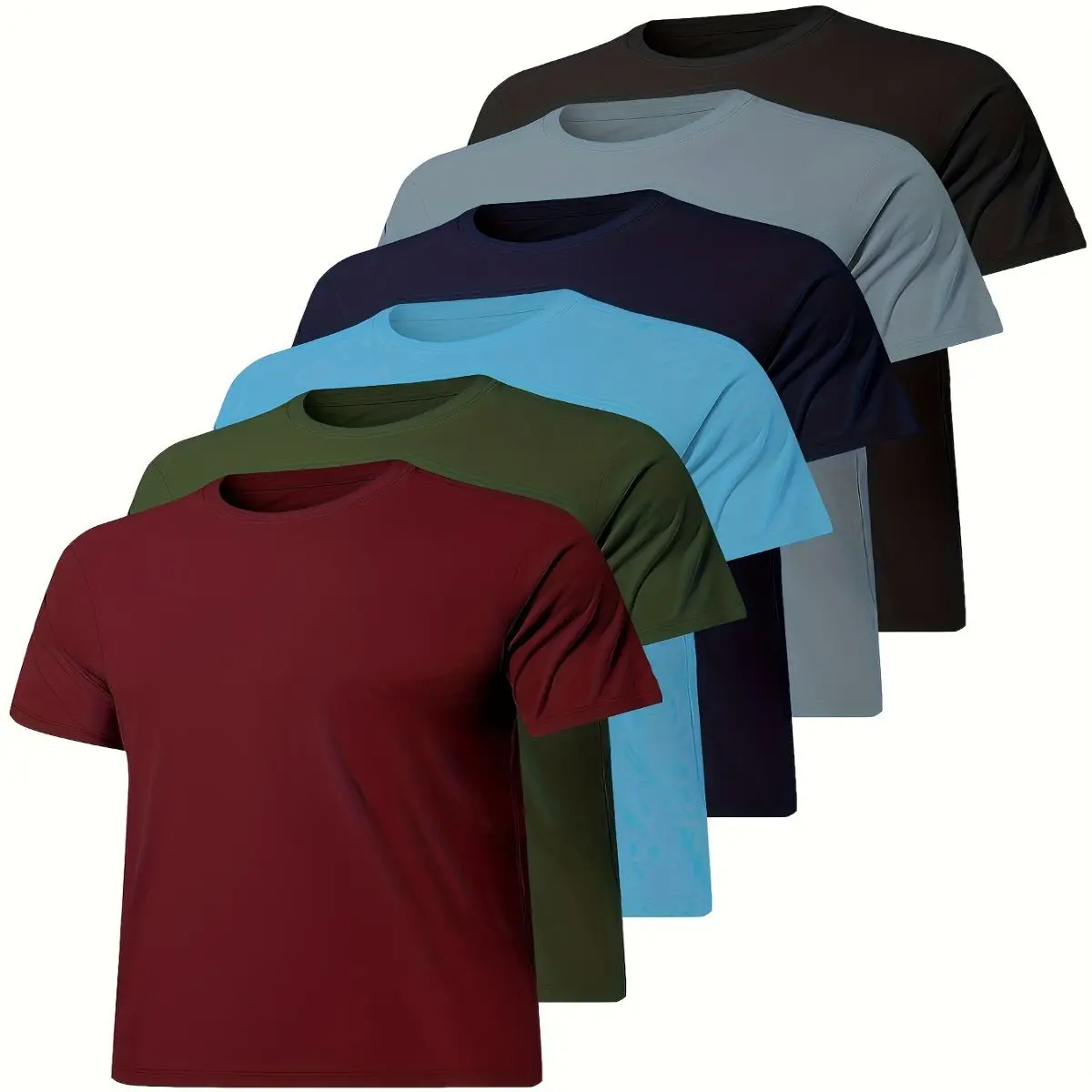 6pcs Men's Sports Casual Short Sleeve T-Shirts, High-Performance Moisture-Wicking Tennis Tees, Microfiber Fabric shirt fitted  tee