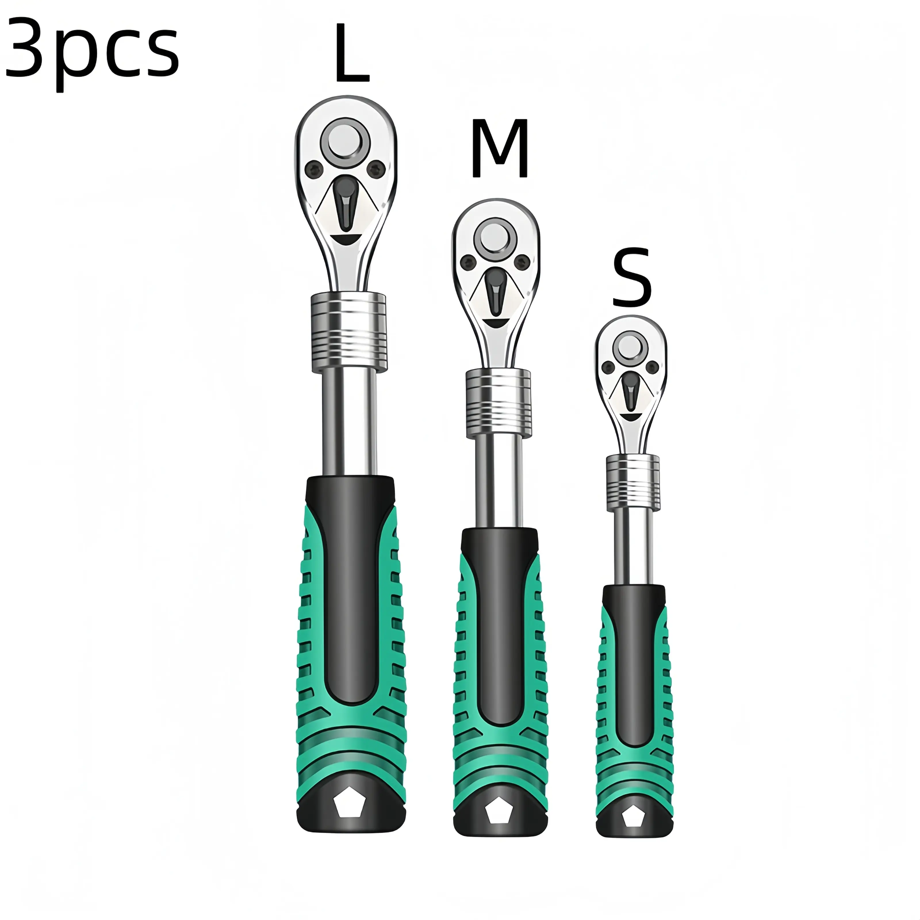 3Pcs Extendable Telescopic Ratchet Wrench Set, 1/4" 3/8" 1/2 Inch Drive Reversible Quick Release Socket Spanner, Adjustable Length Non-Slip Rubber Grip Heavy Duty Hand Tools for Automotive Repair, Household DIY   torque multiplier