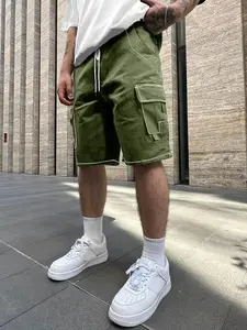Men's Solid Color Cargo Shorts, Casual Loose Fit Multi-pocket Design Shorts for Summer, Fashion Men's Bottoms for Daily Wear