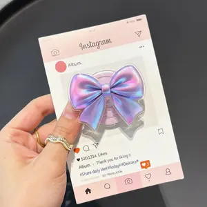 Pink Ribbon Era Coquette Collection Phone Grip, Aesthetic Silk Bow Magsafe Holder, Trendy Kawaii Soft Girl Griptok, Dreamy Ribbon Accessory, Sweet Gift for Book Lovers & Kindle Users