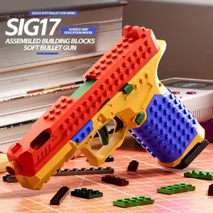Automatic Shell Ejection Building Blocks Toy Gun, DIY Mechanical Blaster Model. STEM Construction Set with Shooting Action. Puzzle Toy Birthday Gift for Boys Teens