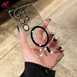 Ultra Thin Borderless for Magsafe Case for Samsung Galaxy S23 S22 S25 Ultra Plus Transparent Matte Hardness S24 Ultra PC Cover