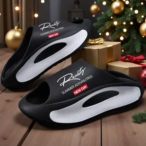 Heise Men's Summer Trend Hollow Sports Slide Slippers - Lightweight EVA Shoe, Personalized Letter Printing, Color Blocking, Non-Slip, Wear-Resistant, Casual Soft Walking Shoes for Bathroom, Home Use
