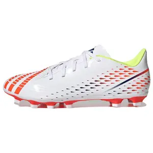 Adidas Predator Edge.4 Round-Toe Laced AG Football Cleats for Natural Grass with Kangaroo Leather, Durable and Lightweight, Unisex in White and Red Trending Shoes, House White Official Shoes to Get / Maison Mihara