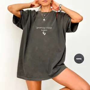 Comfort Colors Cute Pregnancy T-shirt,  Growing a Tiny Human, Baby Bump Shirt, Pregnancy Announcement Shirt, Maternity Tee, Mom-to-Be Shirt Fabric Top Womenswear Fit