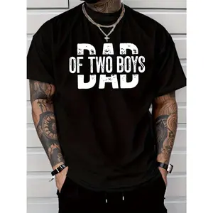Men's casual and stylish short-sleeved t-shirt with letter print for cufflinks, made of polyester, regular fit and round neck, fashionable summer t-shirt, stretchy and comfortable