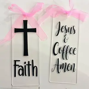 2pcAcrylic Bible Bookmark, Book Accessories, Jesus Coffee Amen, Christian Gift