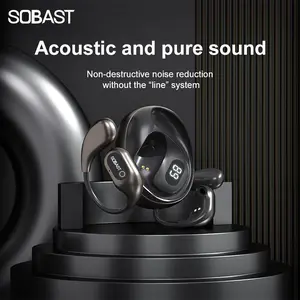 SOBAST Earhook Design Wireless Headset 2025 - Noise cancelling headset for mobile phones with long battery life and high fidelity sound quality Headset Audio Headphone  Electronic Earbud Black