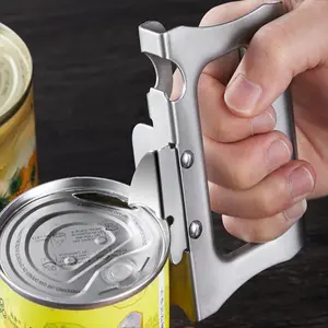 Stainless Steel Multifunctional Can Opener - Easy Grip Manual Kitchen Tool for Beer, Soda, and Food Cans - Durable & Efficient Household Gadget, Can Lid Opener | Ergonomic Design | Robust Construction, Can Openers for Kitchen