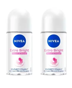 Nivea Extra Bright Radiant & Smooth, Purity Vitamin C 50 ml Roll Deodorant for Brightening and Fresh Underarms Body Care Blend ( Pack Of 2 )