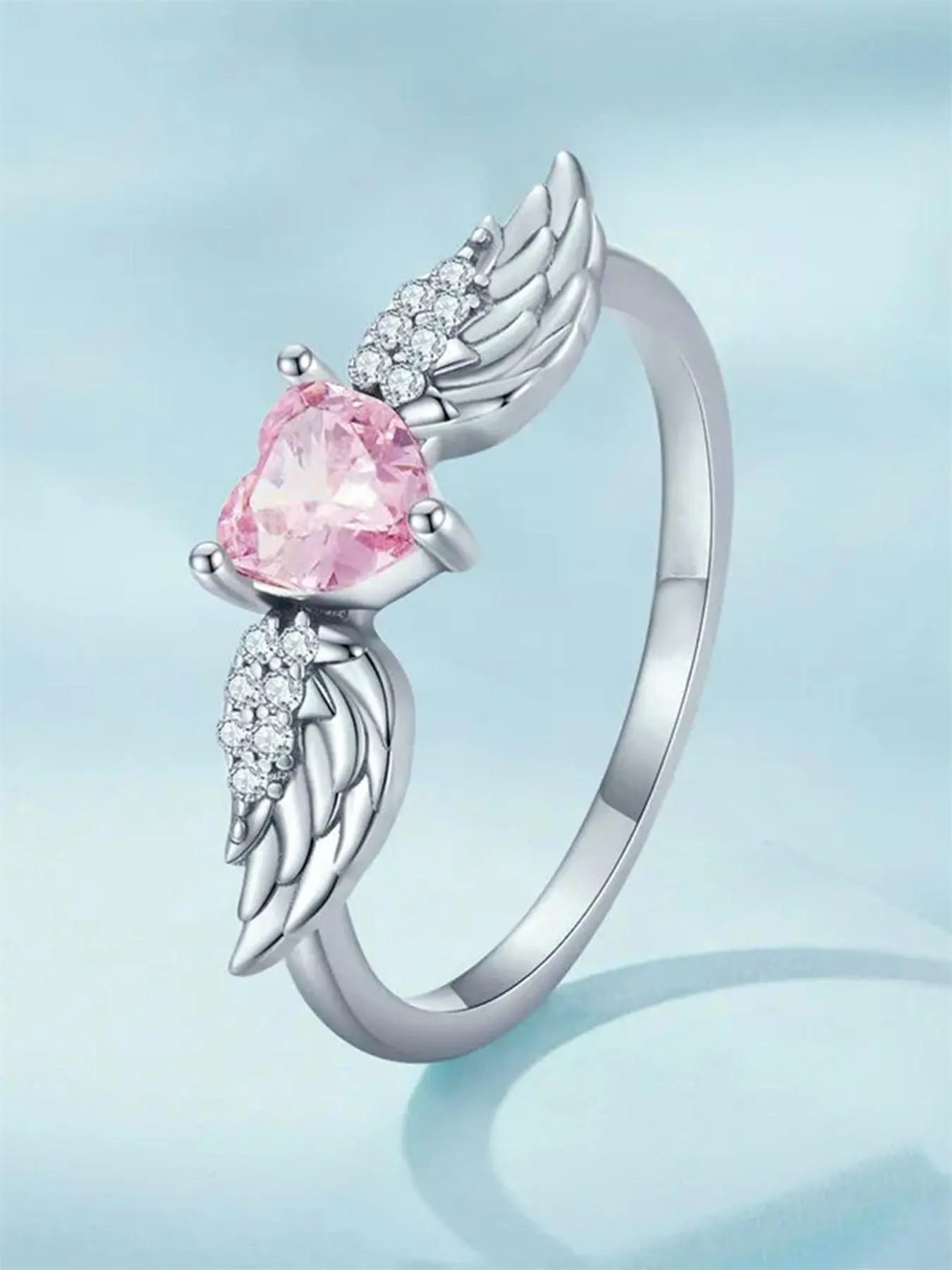 Wing & Heart Design Ring, Fashion Promise Ring for Women, Luxury Jewelry for Party, Daily Clothing Decor, Fashionable Jewelry, Trendy All-match & Exquisite Jewelry for Birthday Gift, Exaggerated Ring
