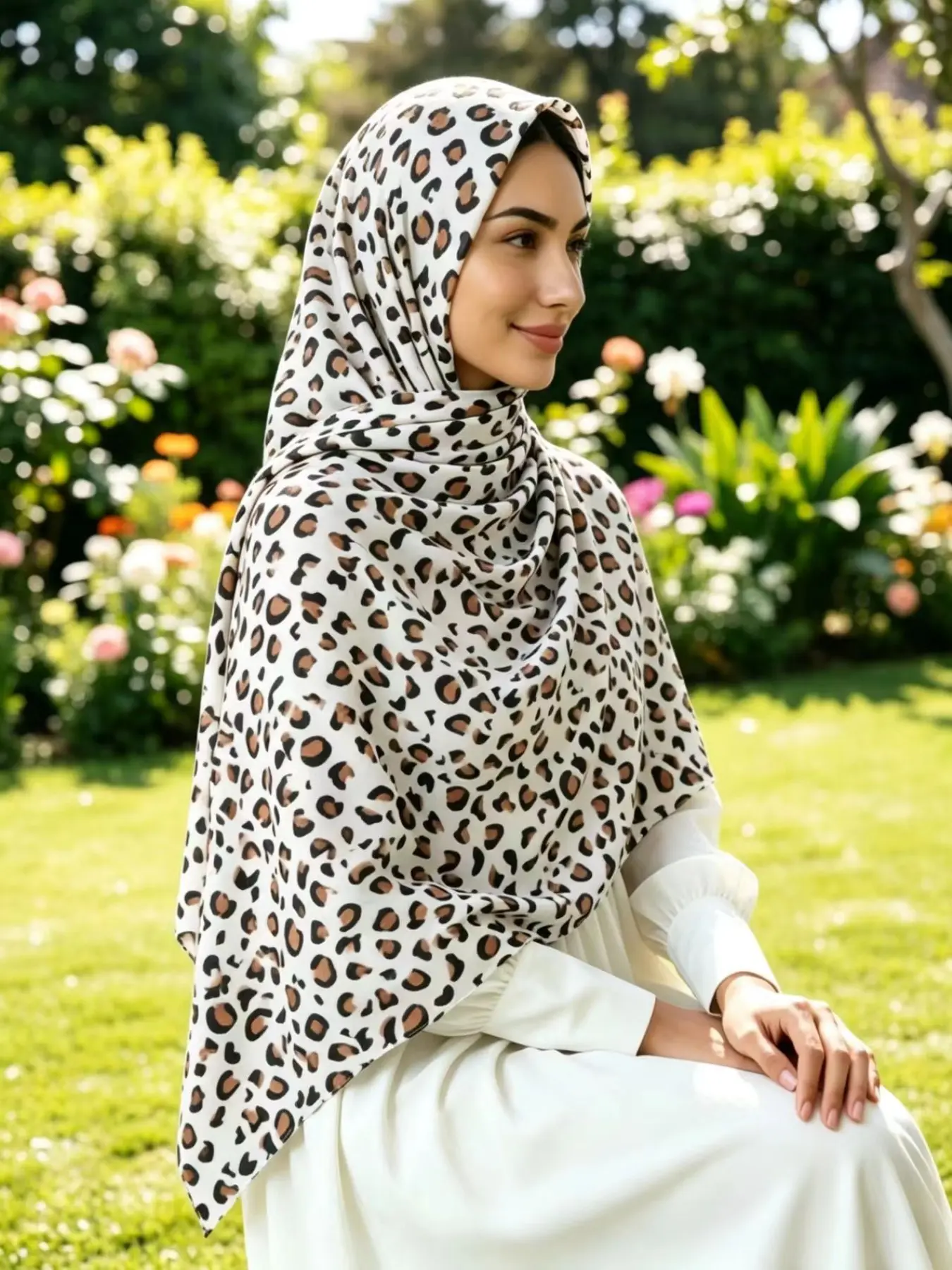 Women's Liquid Jersey Print Scarf, Summer Sun Protection, Versatile Elastic Soft Skin-Friendly Scarf, Fashionable Accessory for Women, For Muslim, Stretchy Hijab, Stretchy Modesty Hijab Wrap, Head Scarf