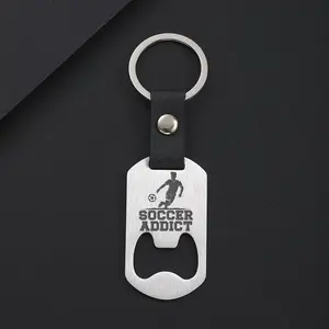 Personalized Soccer Football Keychain with Bottle Opener, Laser Engraved Sports Team Keyring for Men Boys, Custom Style Car Key Holder Cool Fan Souvenir Gift