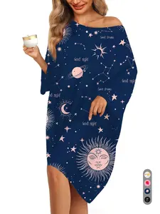 Plus Size Nightgowns for Women, Oversized Sleep Tshirts Dress, Long Sleeve, Loose-Fitting, All Seasons, Organic Textile, Casual Style